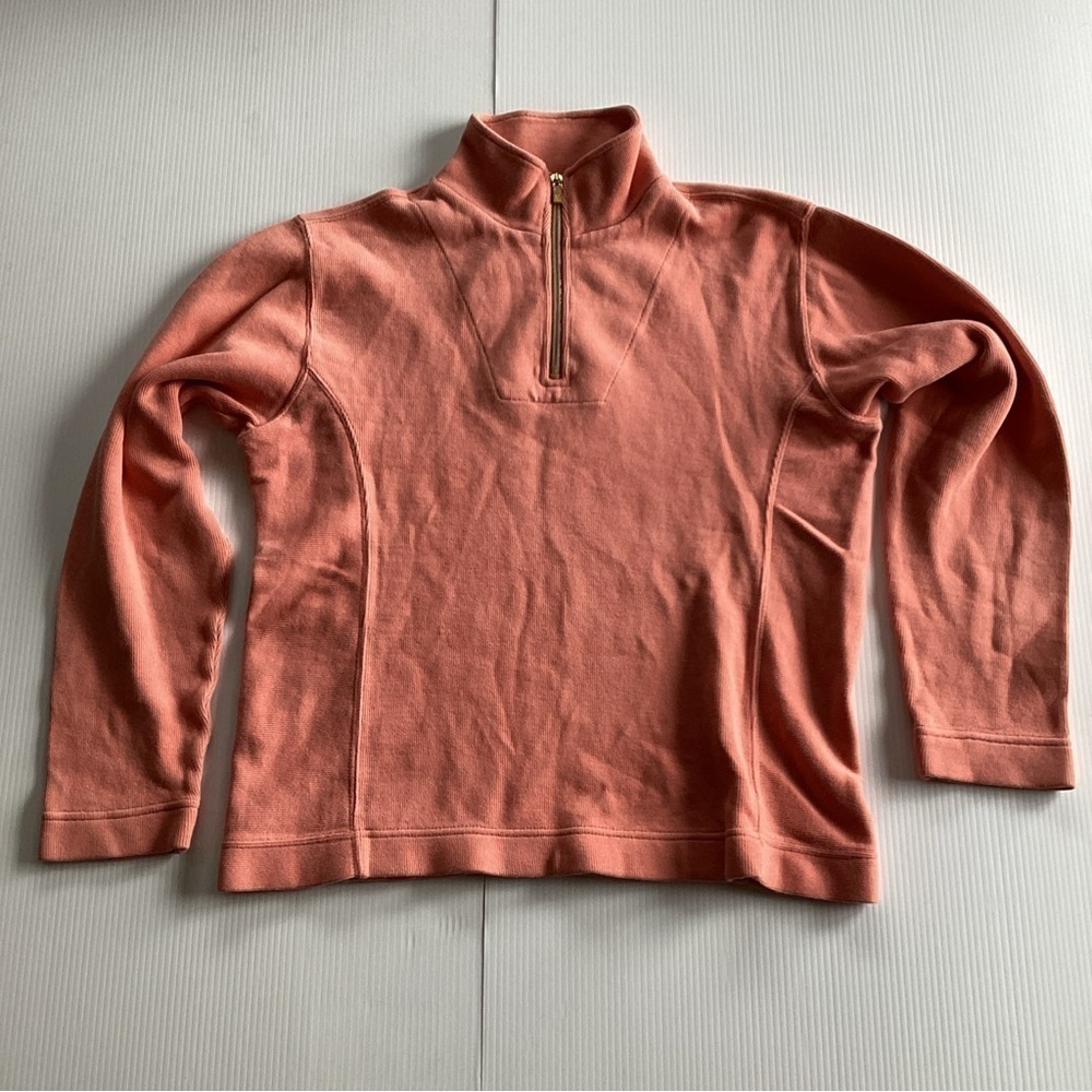 Tommy Bahama Women's 1/4 Zip Super Soft Peach Pullover Sweater Size S